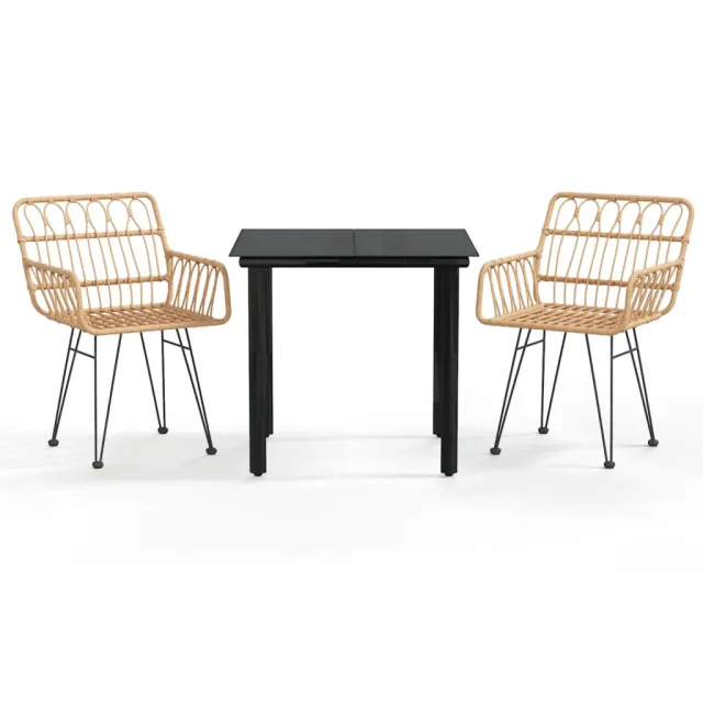 Ensemble à manger de jardin 3 pcs Résine tressée