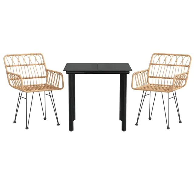 Ensemble à manger de jardin 3 pcs Résine tressée