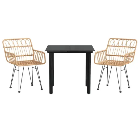 Ensemble à manger de jardin 3 pcs Résine tressée