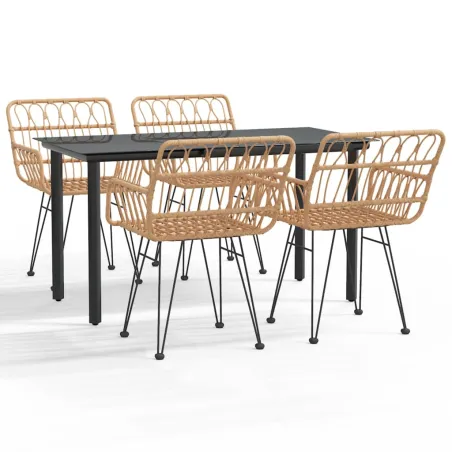 Ensemble à manger de jardin 5pcs Résine tressée