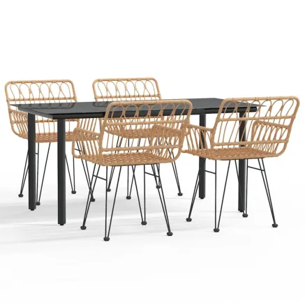 Ensemble à manger de jardin 5pcs Résine tressée 2