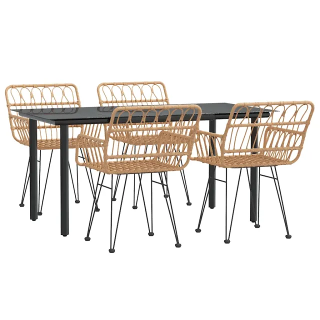 Ensemble à manger de jardin 5pcs Résine tressée