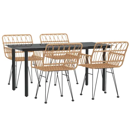 Ensemble à manger de jardin 5pcs Résine tressée