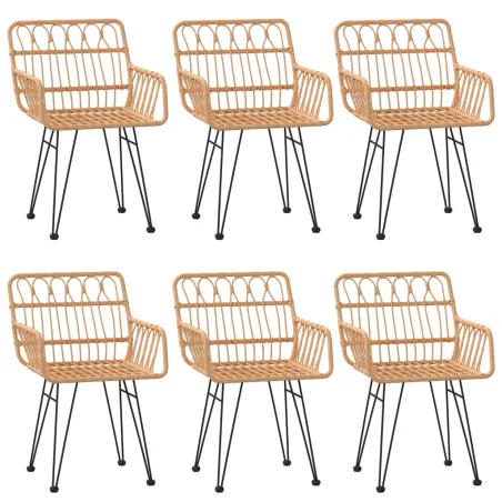 Ensemble à manger de jardin 7 pcs Résine tressée