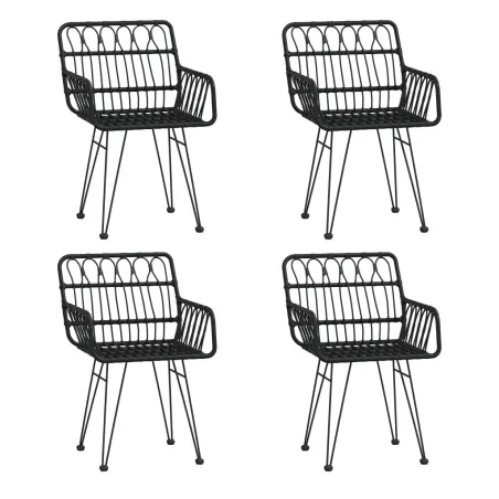 Ensemble à manger de jardin 5 pcs Noir Résine tressée