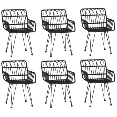 Ensemble à manger de jardin 7 pcs Noir Résine tressée