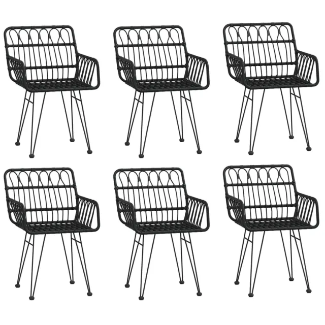 Ensemble à manger de jardin 7 pcs Noir Résine tressée