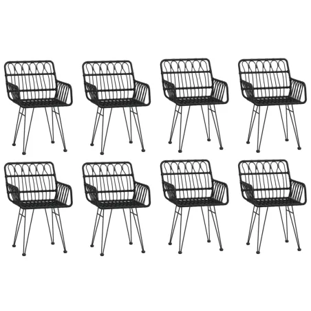 Ensemble à manger de jardin 9 pcs Noir Résine tressée