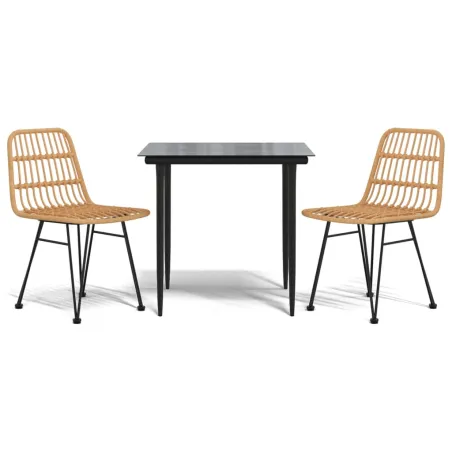 Ensemble à manger de jardin 3 pcs Résine tressée