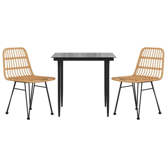 Ensemble à manger de jardin 3 pcs Résine tressée