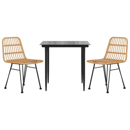 Ensemble à manger de jardin 3 pcs Résine tressée