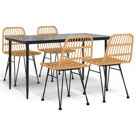 Ensemble à manger de jardin 5pcs Résine tressée