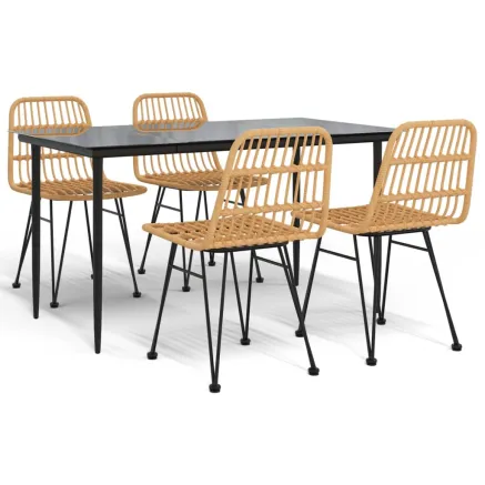 Ensemble à manger de jardin 5pcs Résine tressée 2