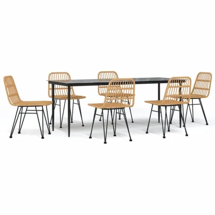 Ensemble à manger de jardin 7 pcs Résine tressée 2