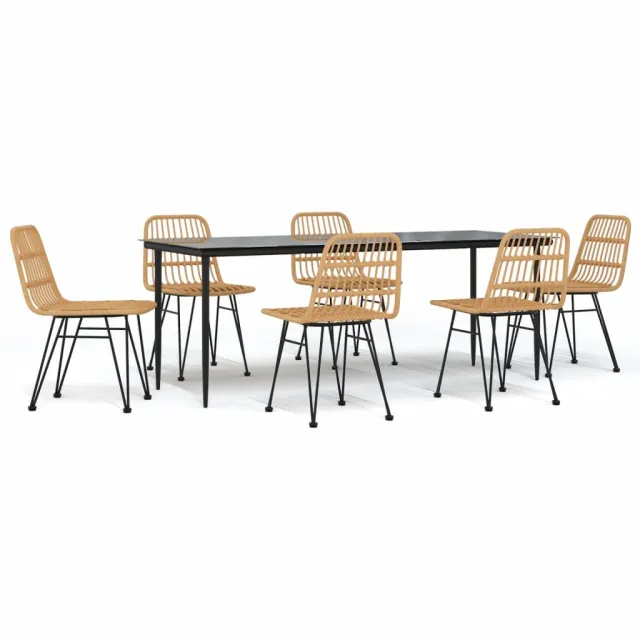 Ensemble à manger de jardin 7 pcs Résine tressée