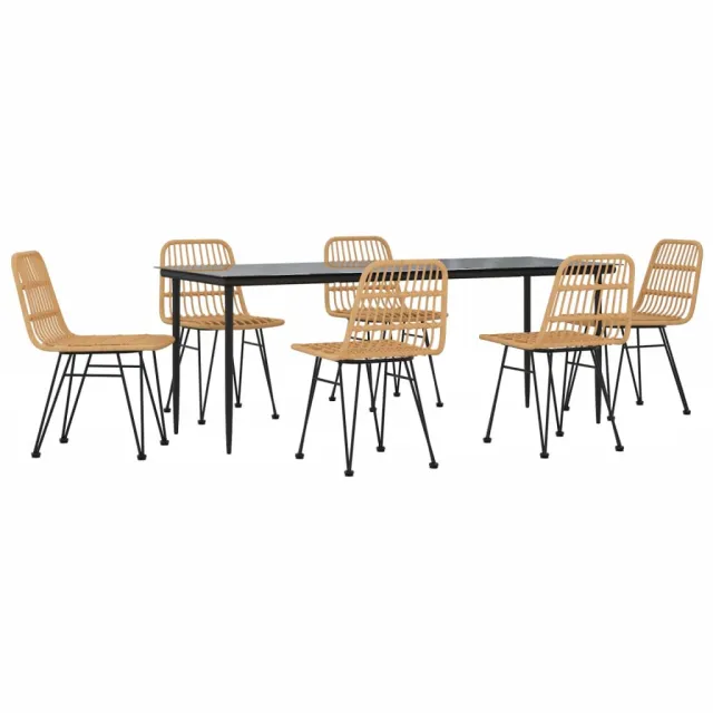 Ensemble à manger de jardin 7 pcs Résine tressée