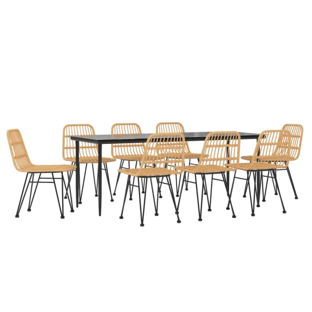 Ensemble à manger de jardin 9 pcs Résine tressée