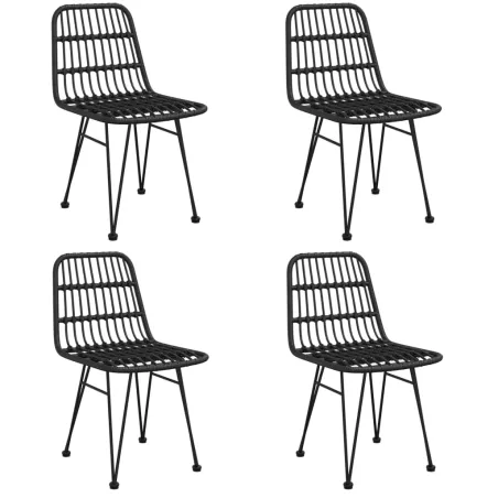 Ensemble à manger de jardin 5 pcs Noir Résine tressée