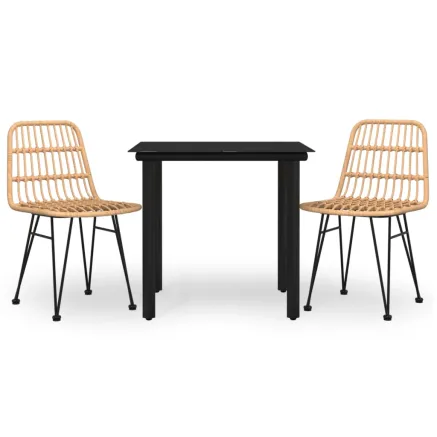 Ensemble à manger de jardin 3 pcs Résine tressée 2