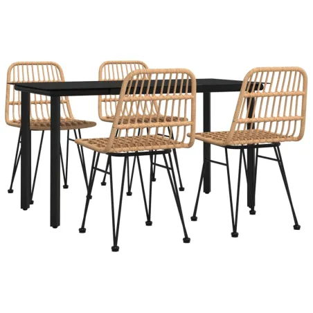 Ensemble à manger de jardin 5pcs Résine tressée