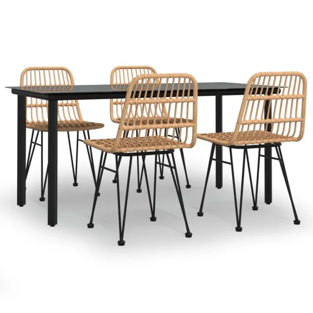 Ensemble à manger de jardin 5pcs Résine tressée