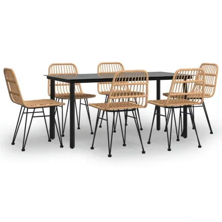 Ensemble à manger de jardin 7 pcs Résine tressée 2