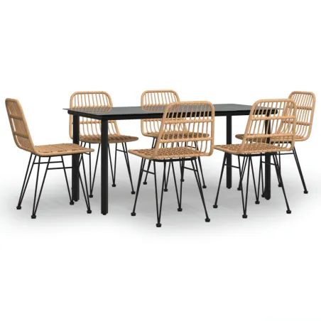 Ensemble à manger de jardin 7 pcs Résine tressée