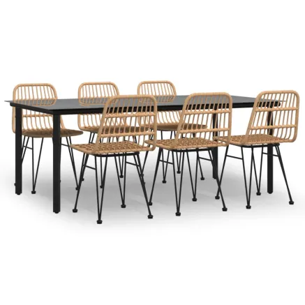 Ensemble à manger de jardin 7 pcs Résine tressée 2