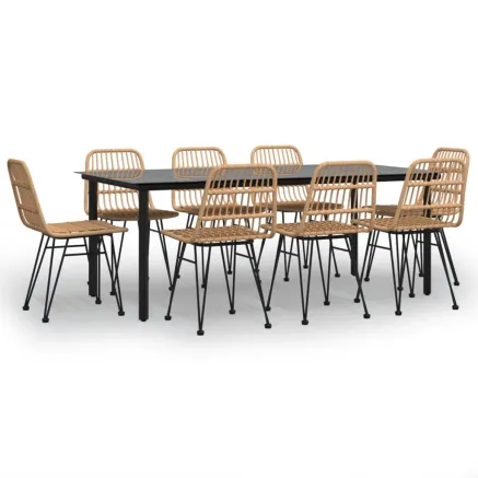 Ensemble à manger de jardin 9 pcs Résine tressée 2