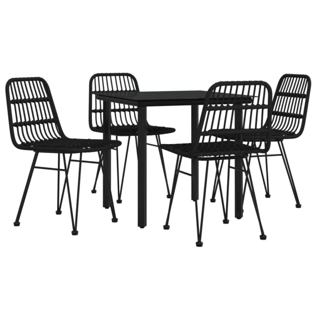 Ensemble à manger de jardin 5 pcs Noir Résine tressée