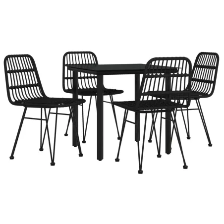 Ensemble à manger de jardin 5 pcs Noir Résine tressée