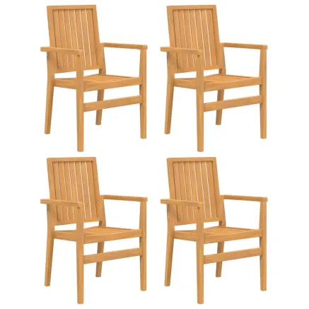 Chaises de jardin empilables lot de 4 56,5x57,5x91 cm bois teck 2