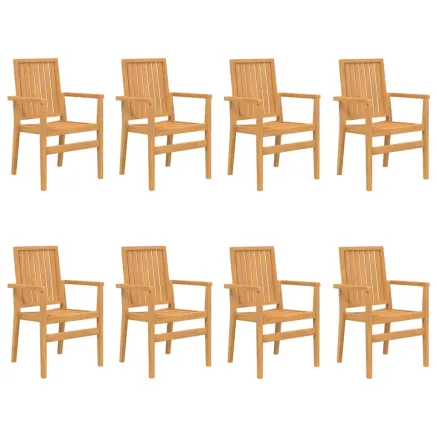 Chaises de jardin empilables lot de 8 56,5x57,5x91 cm bois teck 2