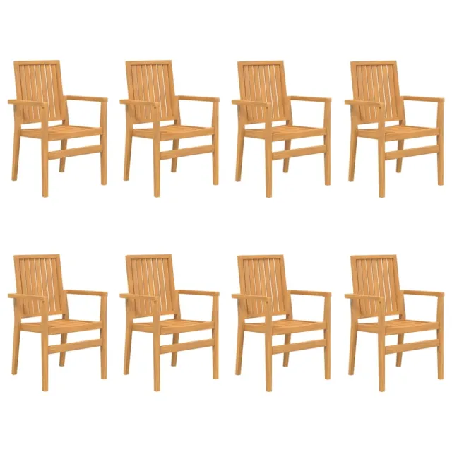 Chaises de jardin empilables lot de 8 56,5x57,5x91 cm bois teck