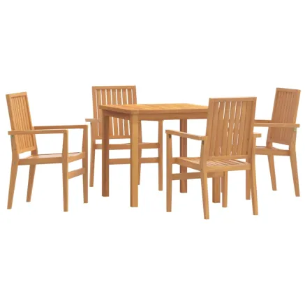 Ensemble à manger de jardin 5pcs Bois de teck massif 2