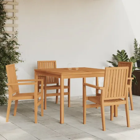 Ensemble à manger de jardin 5pcs Bois de teck massif