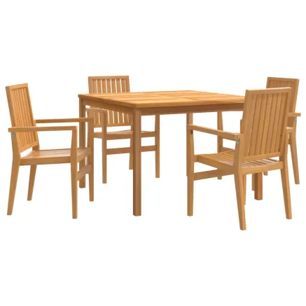 Ensemble à manger de jardin 5pcs Bois de teck massif 2