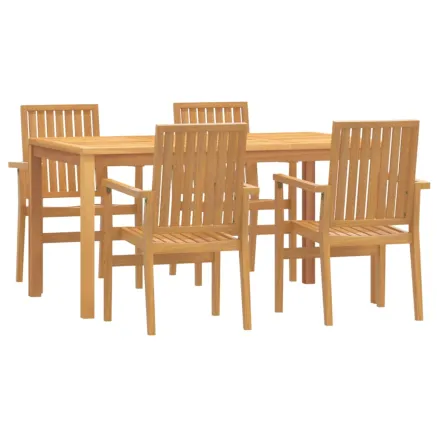 Ensemble à manger de jardin 5pcs Bois de teck massif 2