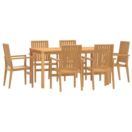 Ensemble à manger de jardin 7 pcs Bois de teck solide 2