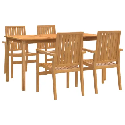 Ensemble à manger de jardin 5pcs Bois de teck massif 2