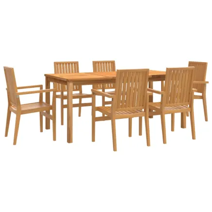 Ensemble à manger de jardin 7 pcs Bois de teck solide 2