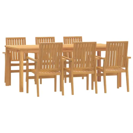 Ensemble à manger de jardin 7 pcs Bois de teck solide 2