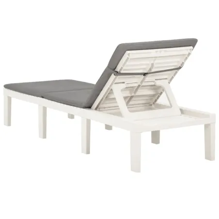Chaise longue avec coussin Plastique Blanc