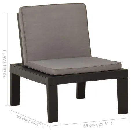 Chaise de salon de jardin avec coussin Plastique Gris
