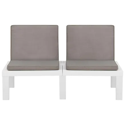 Banc de salon de jardin avec coussin Plastique Blanc 2