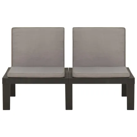 Banc de salon de jardin avec coussin Plastique Gris 2