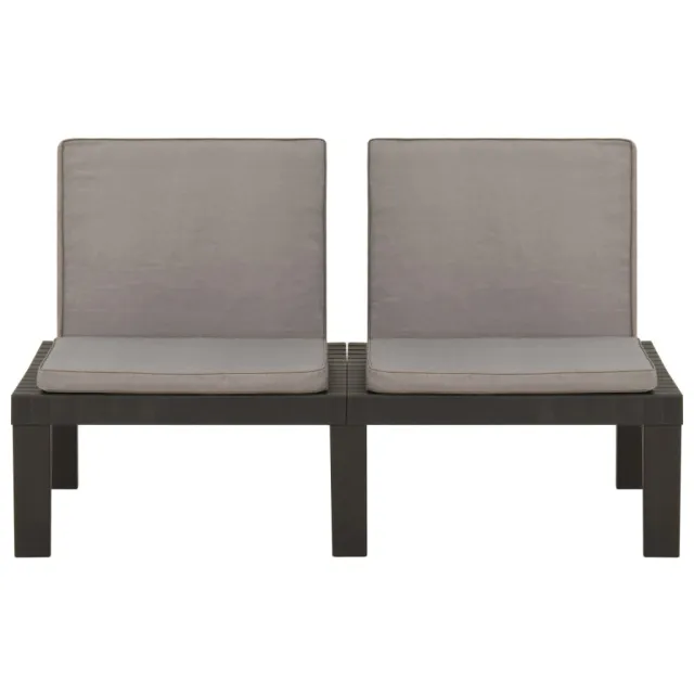 Banc de salon de jardin avec coussin Plastique Gris