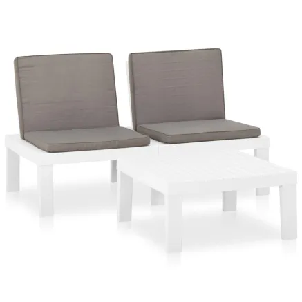 Salon de jardin 2 pcs avec coussins Plastique Blanc 2