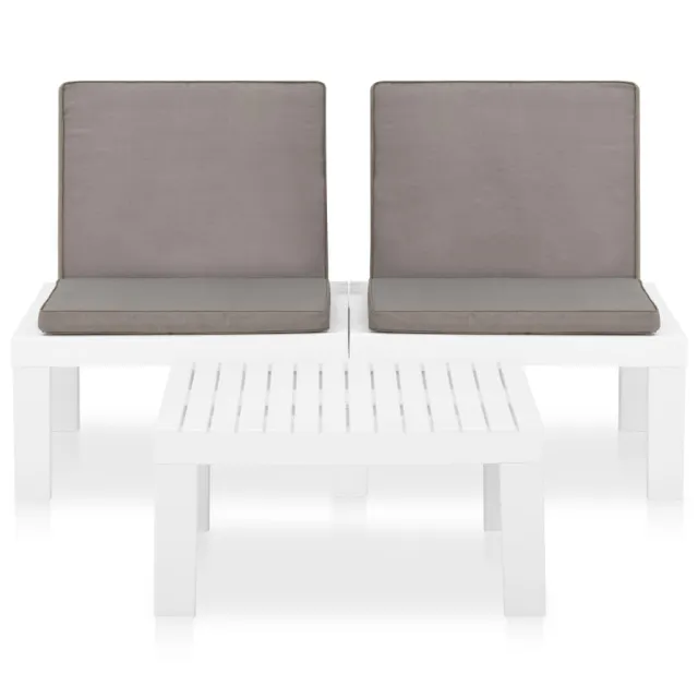 Salon de jardin 2 pcs avec coussins Plastique Blanc