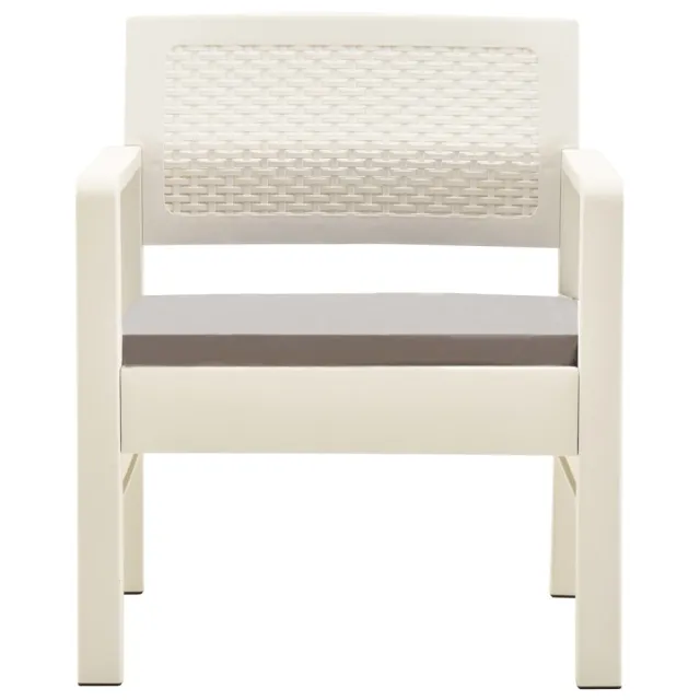 Salon de jardin 3 pcs avec coussins Plastique Blanc